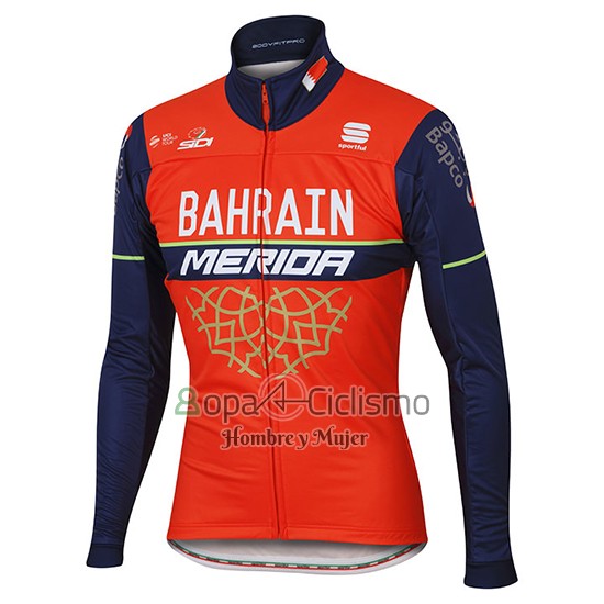 Bahrain Merida Ropa Ciclismo Culotte Largo 2017 Mangas Largas Rojo